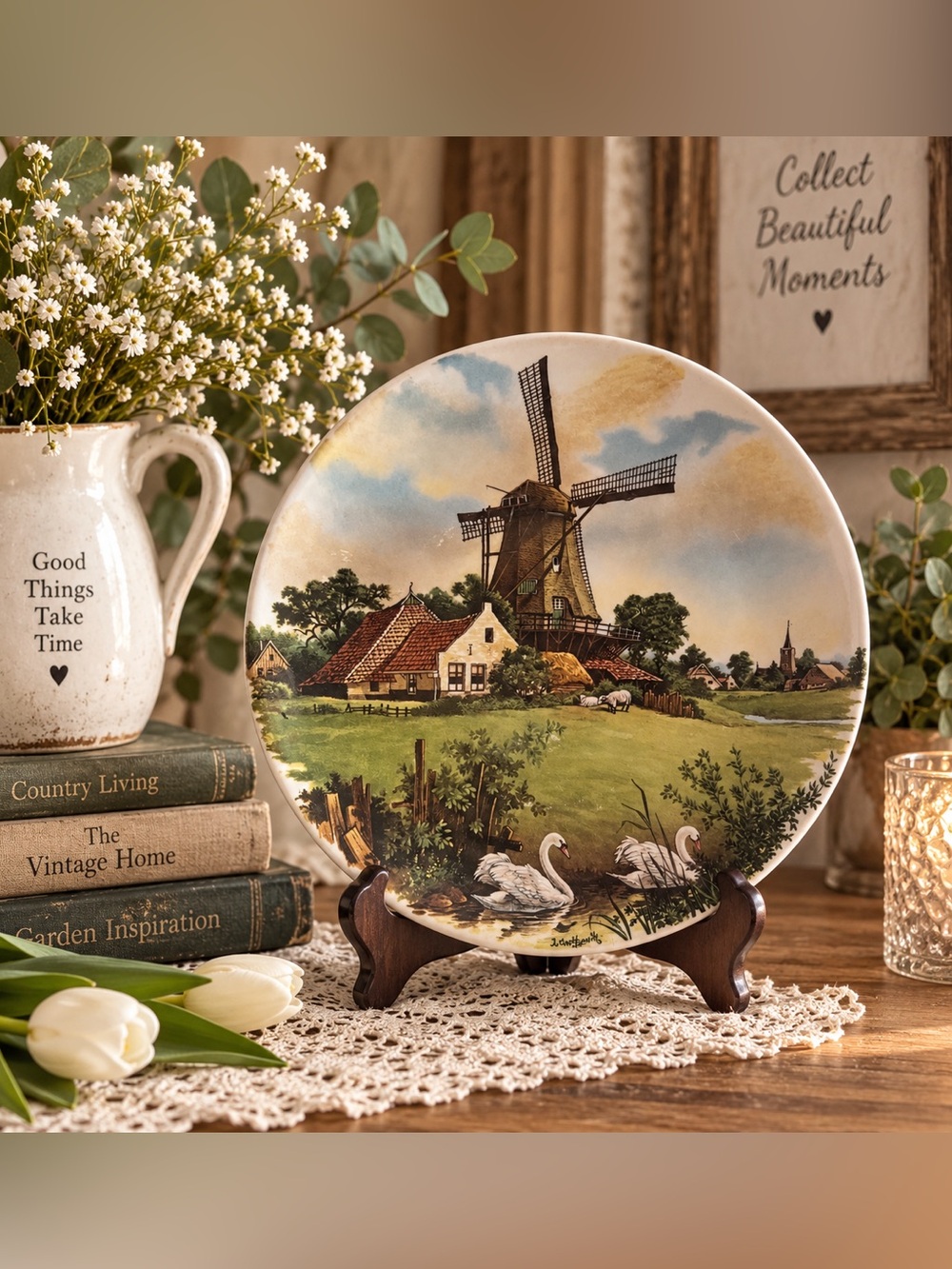 Vintage Royal Schwabap Holland Dutch
Windmill Ceramic Collector Plate Wall Hange
